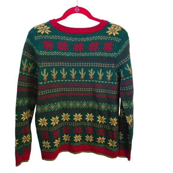 Blizzard Bay Cactus Desert Themed Ugly Christmas Sweater Size L - Picture 2 of 5